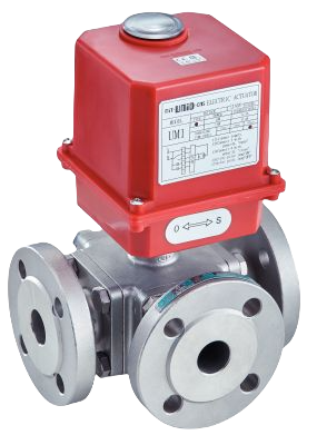 3 Ways Ball Valve With Electrical Servomotor 230V - Flanged Ends