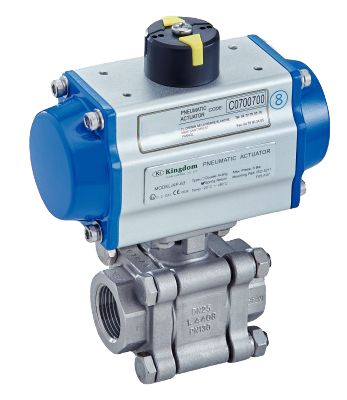3 Pieces Ball Valve With Pneumatic Actuator (Single Or Double Acting) - Female / Female